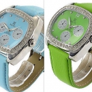 Damen Kinder Mädchen Mytic Uhr Strass Leder Armband Dornschließe grün blau