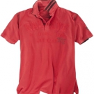 Rotes Poloshirt mit Stickereien von kitaro in großen Größen bis 8XL