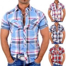 Kickdown Herren Party Club Karo Kurzarm Poloshirt Polo Hemd K-005