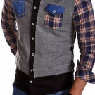 Cipo & Baxx 2in1 Karo-Hemd mit Cardigan Strickjacke Poloshirt Schwarz/Weiß NEU