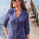Bluse aus reinem Leinen mit 3/4-Arm