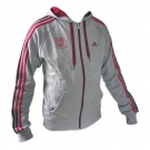 Adidas CR ESS 3S Olympique Lyon Hoodie Core Essential Gr. S Herren Grau Jacke