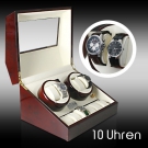 KLARSTEIN BORDEAUX-ROTE LCD UHRENBEWEGER BOX 10 UHREN GROßES VITRINEN-FENSTER