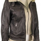 Jilani - Damen Lederjacke Echtleder Ziegennappa Kapuze dunkelbraun NEU 4618