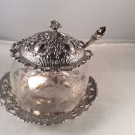 Marmeladentopf Mit Silberdeckel,Silberlöffel, Silberuntersetzer 835 ALBO