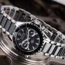 DETOMASO Sofia Damenuhr Keramik Edelstahl Schwarz Mondphase Bicolor B-Ware