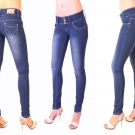 Damen Röhren Jeans Stonewashed Stretch Jeans eng anliegend niedrige Bundhöhe