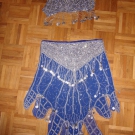 Bauchtanz Kostüm orientalisch er S M Bollywood Bellydance silber blau 38 Perlen