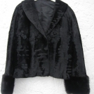Persianer Breitschwanz Jacke mit Nerzbesatz, schwarz, Gr. 38-40