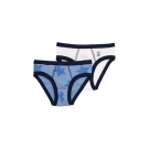 2ER-PACK SLIPS FÜR JUNGEN AUS BAUMWOLLE GESTREIFT/UNI