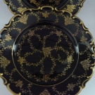 4 x Teller Dessertteller echt Cobalt blau Linder Kueps Bavaria Goldmalerei