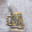 Sammlerkrug Reliefkrug mit Zinndeckel Gerz W. Germany