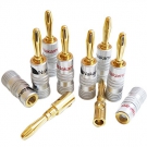 12 x HIGH END Nakamichi Bananenstecker Bananas f. Kabel bis 6mm² 24K vergoldet in schwarz rot