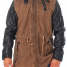 Redbridge Herren Parka Winter Jacke Mantel mit Kunst Leder Armen R41461