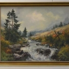 Fluss in Gebirgslandschaft sig. J. Thoma? dat. 1973 Ölgemälde im Rahmen