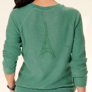 PULLOVER Pulli CARDIGAN SIGNORA BAUMWOLLE EIFELTURM aus STRASSSTEINCHEN Gr. 46