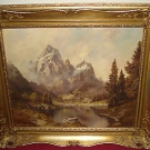  ...  Gemälde von R. Rödel Hochgebirgslandschaft mit See ORIGINAL SIGNIERT  ...