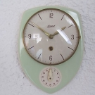 Schöne mechanische Keramik Küchenuhr, weiss/mintgrün,50er 60er Jahre (Video)