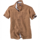 CASA MODA − Leichtes kurzarm Leinenhemd mit Brusttasche, braun in 5XL
