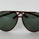 GROSSE SONNENBRILLE VINTAGE OPTIK FASSUNG BRAUN MELIERT,  GLÄSER GRÜN