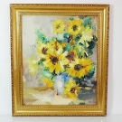 Ölgemälde Spachteltechnik Blumenstilllben im Prunkrahmen aus Holz