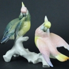 Vintage Karl Ens Germany Pair Group Parakeet Parrot Birds Porcelain Figurine BBA