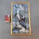 Ancien tableau soie tissée encadrée sous verre LA CRUCIFICTION Neyret Frères