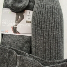 Rippstrick Strumpfhose L 42 44 46 Baumwolle super dehnbar GRAU Strickstrumpfhose