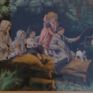 Tableau tissé soie Stevengraph Neyret "Heureux Age" Enfants Rare modèle couleur