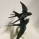 wunderbare Hutschenreuther Porzellan Figur Schwalbe Schwalben sign. Achtziger