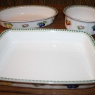 Villeroy&Boch, French Garden, 3x Auflaufformen Souffle, eckig, oval