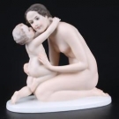 ROSENTHAL Art Deco Porzellan Akt Figur Mutter mit Kind by Karl LYSEK Skulptur 