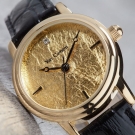 Yves Camani Auvillar Herrenuhr Vergoldet 999.9 Blattgold Schwarzes Armband Neu