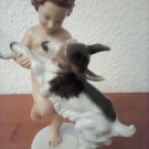 rosenthal Figur " Putto mit Ziege " Kunstabteilung Selb Entwurf M.H.Fritz