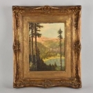 e21k29- Seelandschaft mit Wald, Ölgemälde monogr.