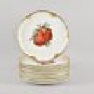 e02m06- 9x Obstteller Art Deco Porzellan Krautheim Obst Gold