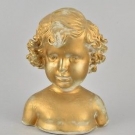 i04g31- Alte Stuck Büste eines Kindes, vergoldet