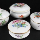 MEISSEN Porzellan 4 Deckeldosen mit Blumenmalerei Prunkdose Dose porcelain