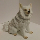 Weißer Spitz Scheibe Alsbach Figurine um 1910 Jugendstil am linken Ohr ein Chip