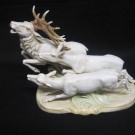 Porzellan Figur Reh Rehe Selten Porzellan Gruppe Rehe Thüringen.Selten