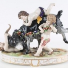 BIENENKORBMARKE Porzellan Figurengruppe Putten mit Widder "27cm" Figur Skulptur 