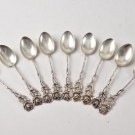 e22o64- 9x 835er Silber Kaffeelöffel, Hildesheimer Rose