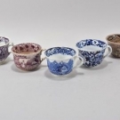 i09g38- 5x Keramik Tasse mit Umdruckdekor, 19./20.Jh.