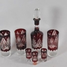 e49e49- Konvolut Glaskaraffe mit 6 Gläsern