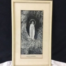 Notre Dame De Lourdes En Soie Tissée En Encadrée