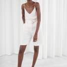 Belted Linen Blend Shorts