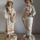 ANTIQUE ROBINSON & LEADBEATER PAIR PARIAN WOMAN AND MAN MUSICAL FIGURES 1885