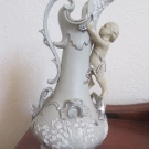 Antique 1852-1872 Villeroy & Boch Ewer Pitcher Stamped 318 putti Cherub Climbing