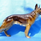 GERMAN PORCELAIN ANTIQUE "GERMAN SHEPHERD DOG" figure. LARGE. c.1890. With Marks