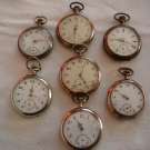 Konvolut für Sammler: 7 alte Taschenuhren - alle 800er Silber, z. T. vergoldet